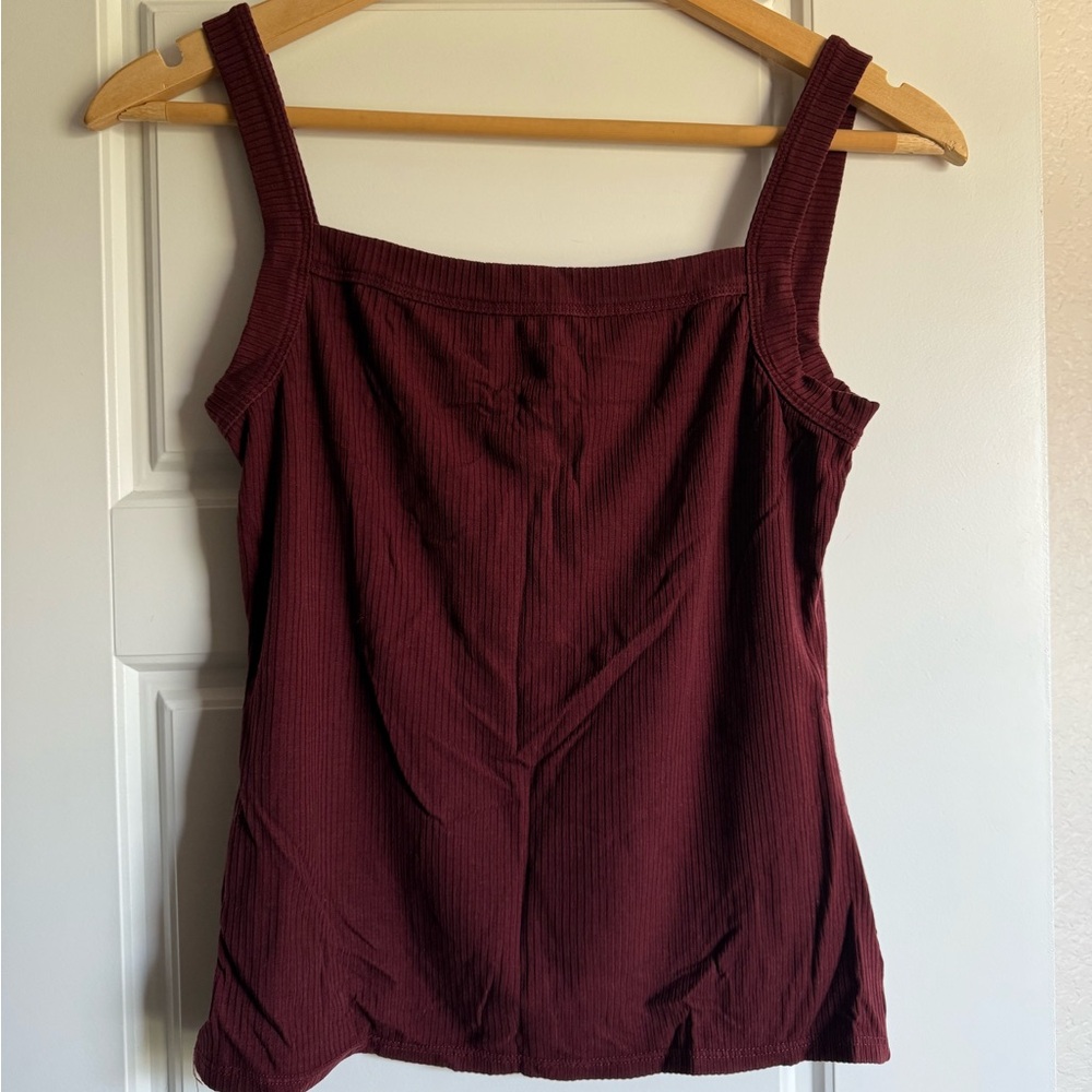 Reformation Burgundy Ribbed Tank Top